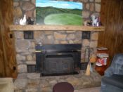 Real stone wood burning fireplace